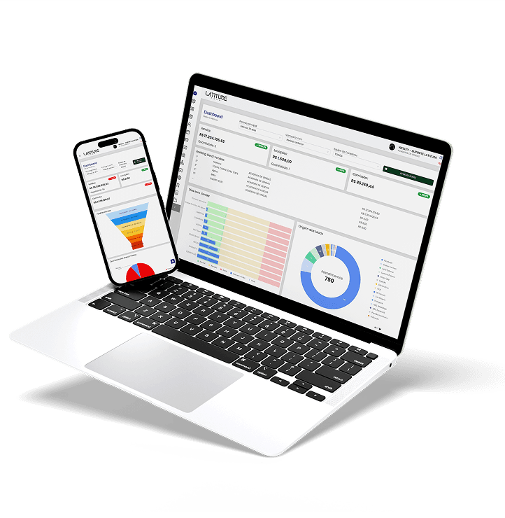Sistema Latitude em computador e celular